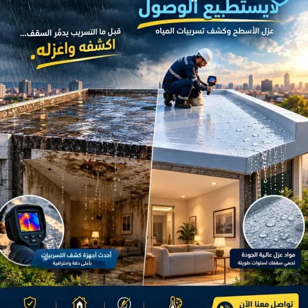 شركة عزل أسطح مائي وحراري /شركة كشف تسربات المياه