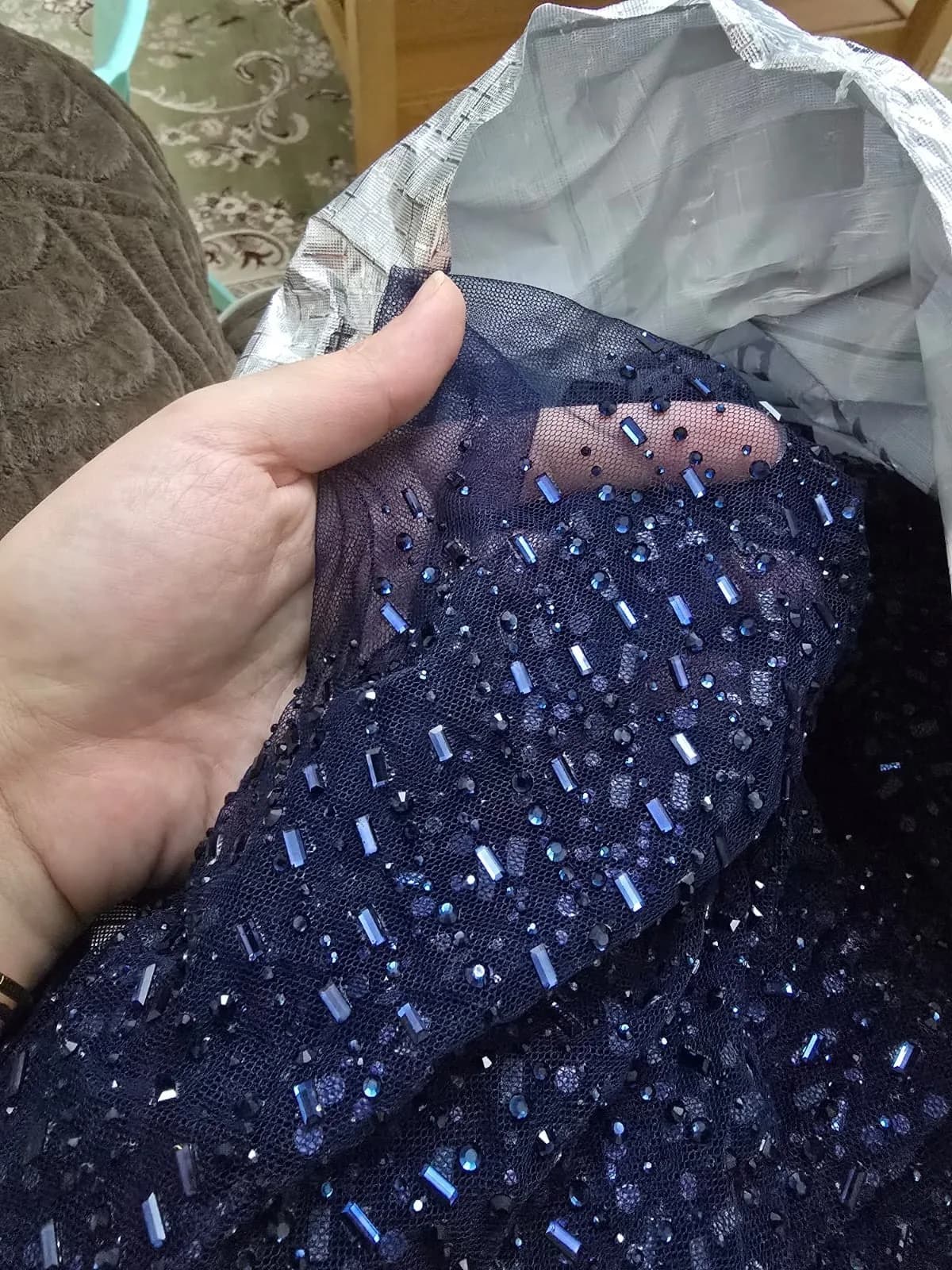 للبيع قماش جديييييييد فستان سهرة كحلي فاخر 💙✨
