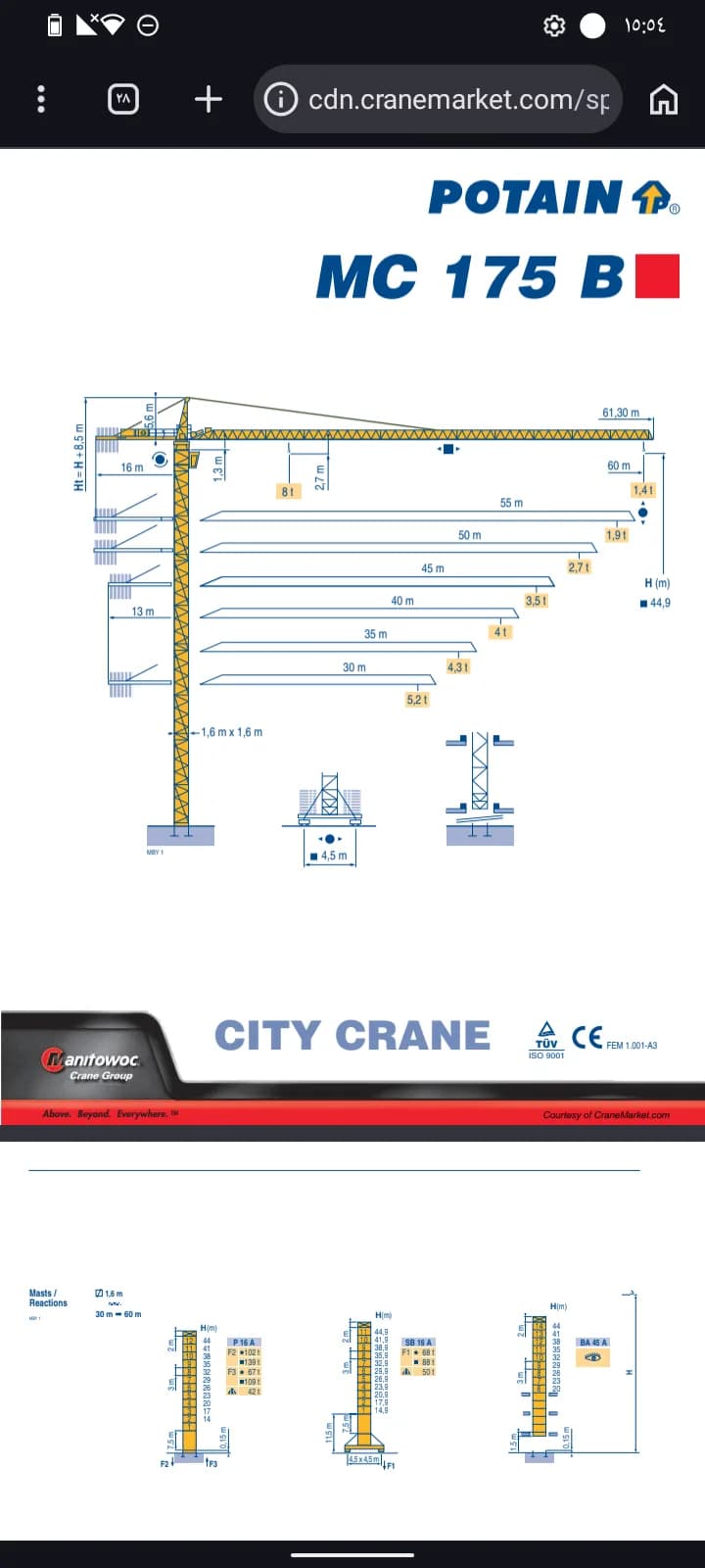 Tower crane رافعة برجية
