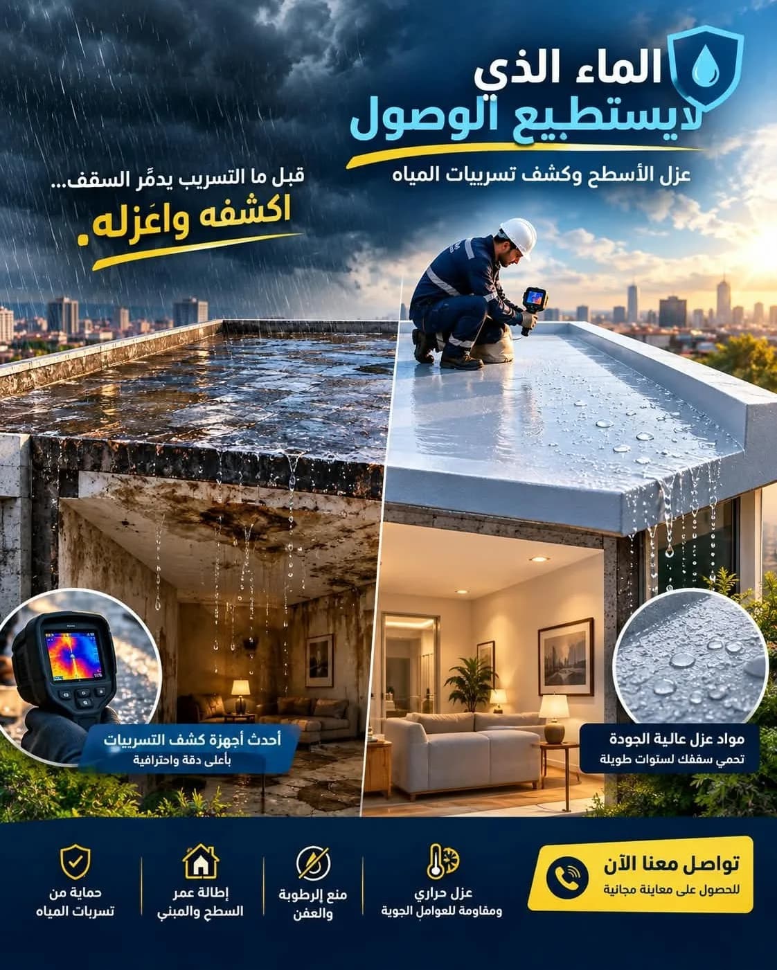 شركة عزل أسطح مائي وحراري /شركة كشف تسربات المياه